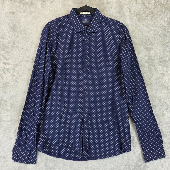 Scotch & Soda Shirt Mens Large Blue Pattern Stretch Button Up Long Sleeve Modern - Picture 1 of 13